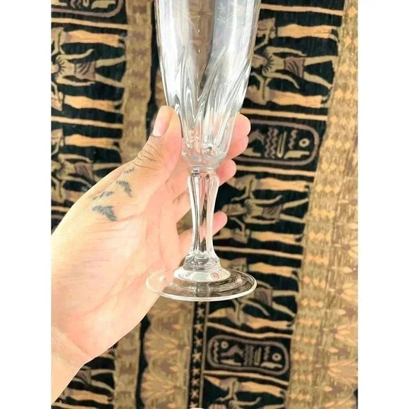 VTG Set of 4 Clear Glass Champagne Flute Wine 7" Unmarked Stemware - Picture 12 of 13